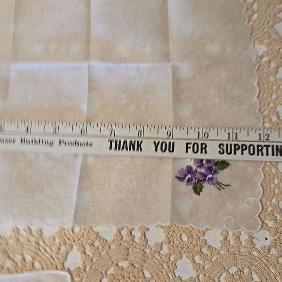 Vintage Floral Embroidered Handkerchief Set - Yellow, Purple, Green Accents - Picture 13 of 16